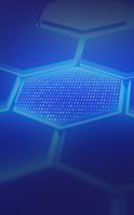 Darstellung einer digitalen hexagonalen Struktur, symbolisiert Datenmanagement in der hexagonalen Architektur.